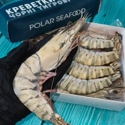 Креветки чорні тигрові з головою, розмір 6/8